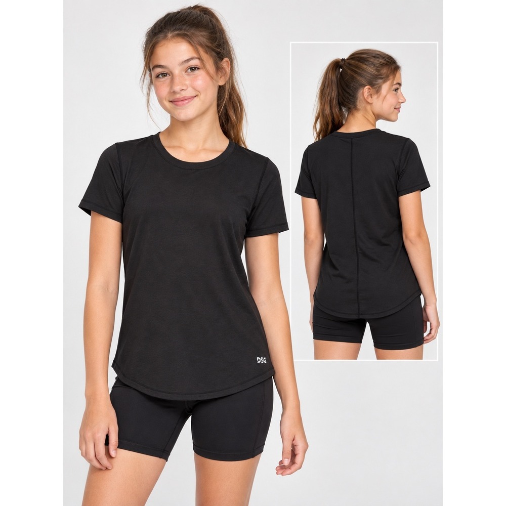 DSG Girls Black Short Sleeve Active Performance T-Shirt Size Medium 10-12